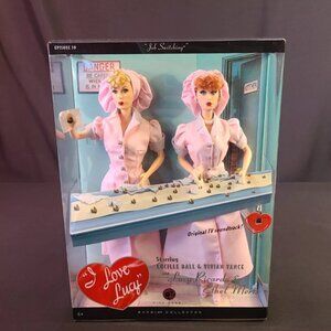 NEW! I Love Lucy Ethel "Job Switching" Chocolate Factory Barbie Dolls 2008